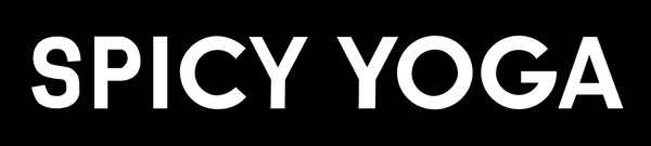 Spicy Yoga logo with white text on a black background